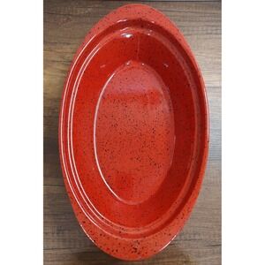 Cerutil Stoneware Baking Dish, Red Black Speckle  Made In Portugal Large Oval